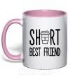 Чашка с цветной ручкой Short best friend Нежно розовый фото