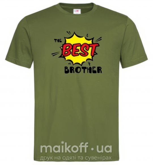 Мужская футболка The best brother Оливковый фото