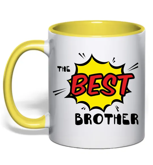Чашка з кольоровою ручкою The best brother Сонячно жовтий фото