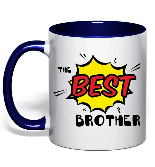 Чашка з кольоровою ручкою The best brother Глибокий темно-синій фото