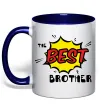 Чашка з кольоровою ручкою The best brother Глибокий темно-синій фото