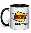Чашка з кольоровою ручкою The best brother Чорний фото