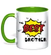 Чашка з кольоровою ручкою The best brother Зелений фото