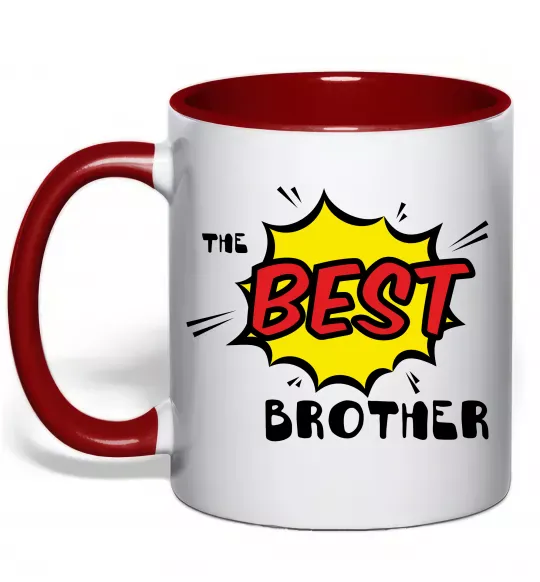 Чашка з кольоровою ручкою The best brother Червоний фото