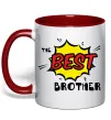 Чашка з кольоровою ручкою The best brother Червоний фото