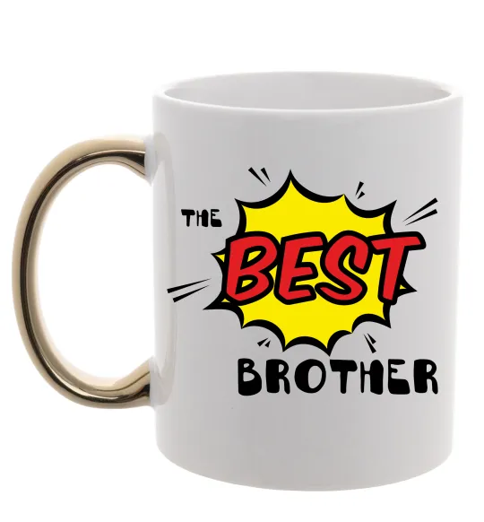 Чашка з кольоровою ручкою The best brother Золото фото