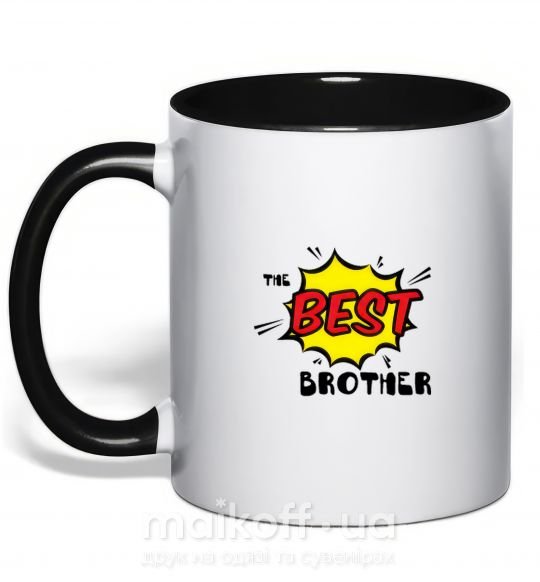 Чашка з кольоровою ручкою The best brother Чорний фото