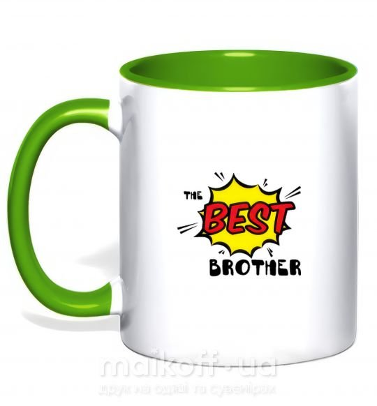 Чашка с цветной ручкой The best brother Зеленый фото