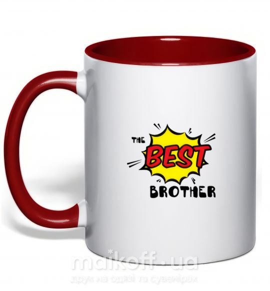 Чашка з кольоровою ручкою The best brother Червоний фото