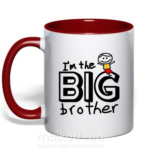 Чашка з кольоровою ручкою I'm the big brother Червоний фото