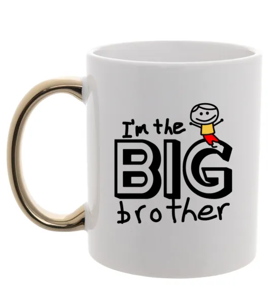 Чашка з кольоровою ручкою I'm the big brother Золото фото