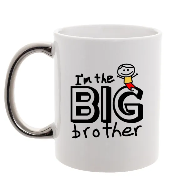Чашка з кольоровою ручкою I'm the big brother Срібло фото