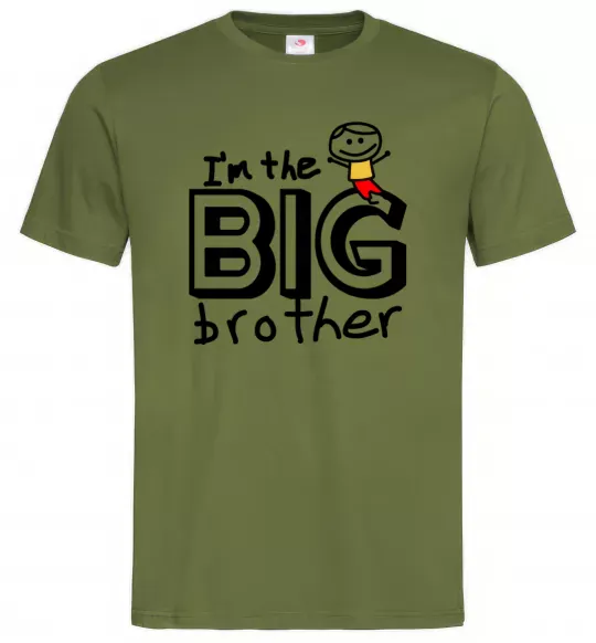 Мужская футболка I'm the big brother Оливковый фото