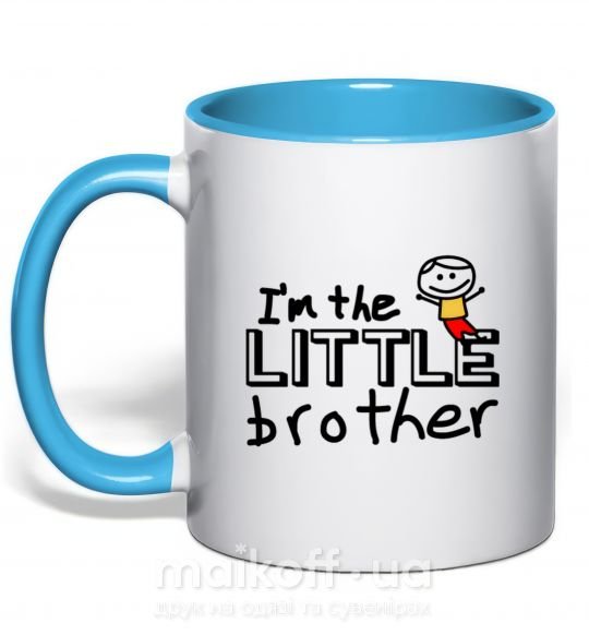 Чашка з кольоровою ручкою I'm the little brother Блакитний фото