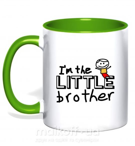 Чашка з кольоровою ручкою I'm the little brother Зелений фото