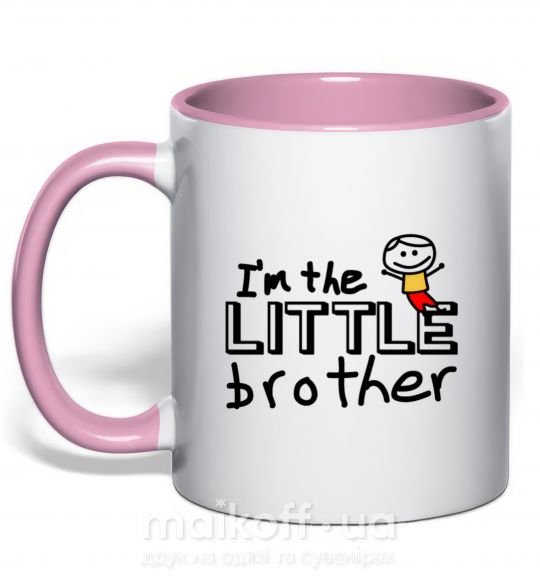 Чашка з кольоровою ручкою I'm the little brother Ніжно рожевий фото