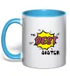 Чашка з кольоровою ручкою The best sister Блакитний Чашка з кольоровою ручкою The best sister Блакитний фото