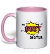 Чашка з кольоровою ручкою The best sister Ніжно рожевий фото
