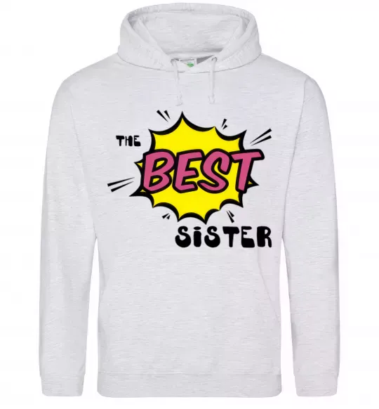 Жіноча толстовка (худі) The best sister Сірий меланж фото