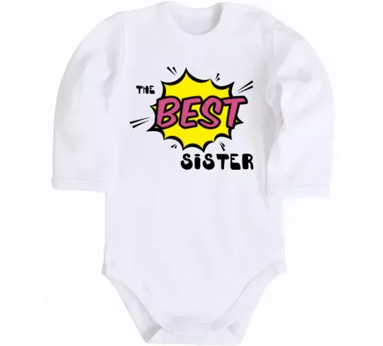 Дитячий бодік The best sister Білий фото