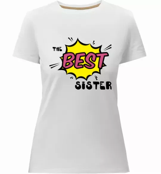 Женская премиум футболка The best sister Белый фото