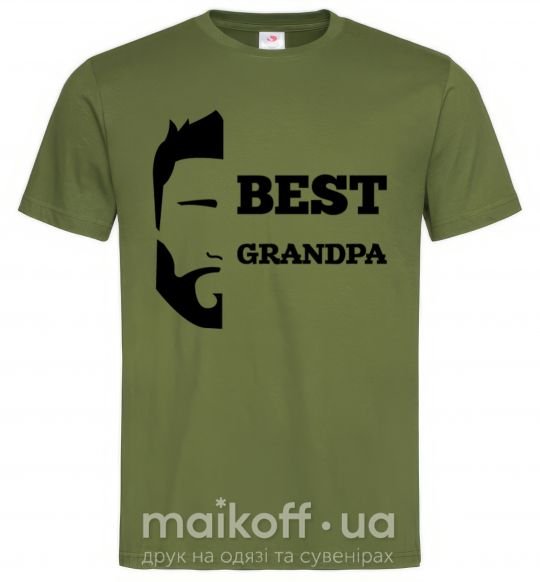 Мужская футболка Best grandpa Оливковый фото