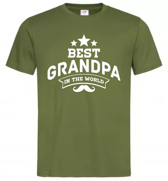 Чоловіча футболка Best grandpa in the world Оливковий фото