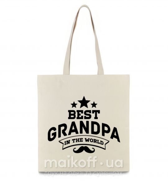 Еко-сумка Best grandpa in the world Бежевий фото
