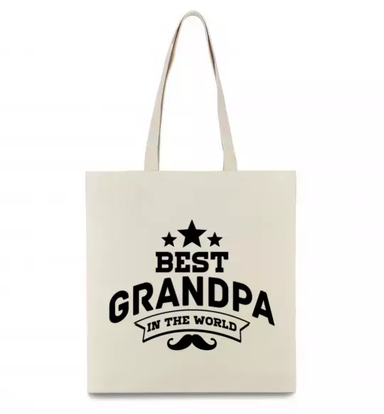 Еко-сумка Best grandpa in the world Бежевий фото