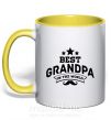 Чашка с цветной ручкой Best grandpa in the world Солнечно желтый фото