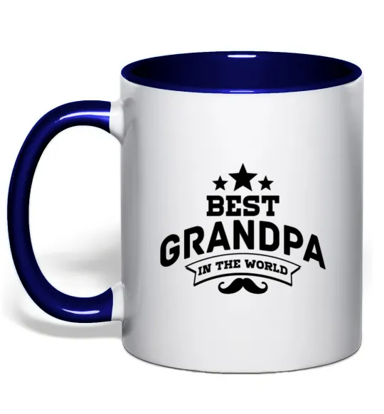 Чашка с цветной ручкой Best grandpa in the world Глубокий темно-синий фото