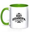 Чашка с цветной ручкой Best grandpa in the world Зеленый фото