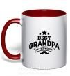 Чашка с цветной ручкой Best grandpa in the world Красный фото