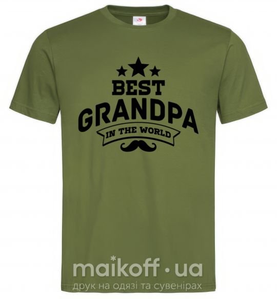 Мужская футболка Best grandpa in the world Оливковый фото