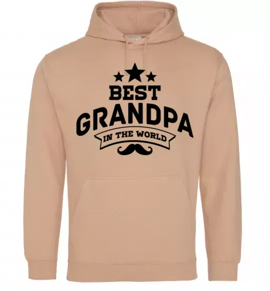 Мужская толстовка (худи) Best grandpa in the world Песочный фото