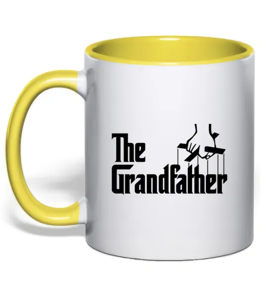 Чашка з кольоровою ручкою The grandfather Лимонний фото
