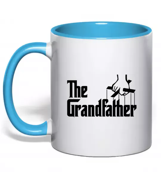Чашка з кольоровою ручкою The grandfather Блакитний фото