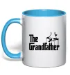 Чашка з кольоровою ручкою The grandfather Блакитний фото