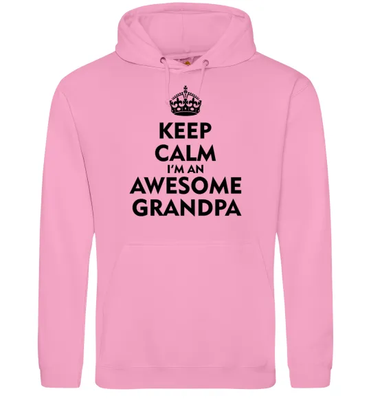 Чоловіча толстовка (худі) Keep calm i am an awesome grandpa Рожевий фото