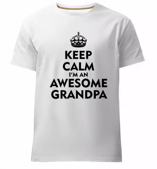 Чоловіча преміум футболка Keep calm i am an awesome grandpa Білий фото