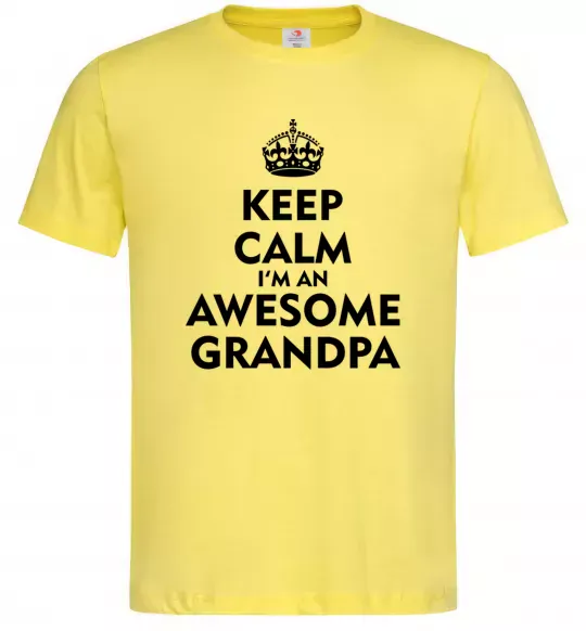 Мужская футболка Keep calm i am an awesome grandpa Лимонный фото