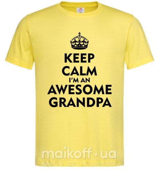 Чоловіча футболка Keep calm i am an awesome grandpa Лимонний фото