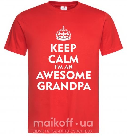 Мужская футболка Keep calm i am an awesome grandpa Красный фото
