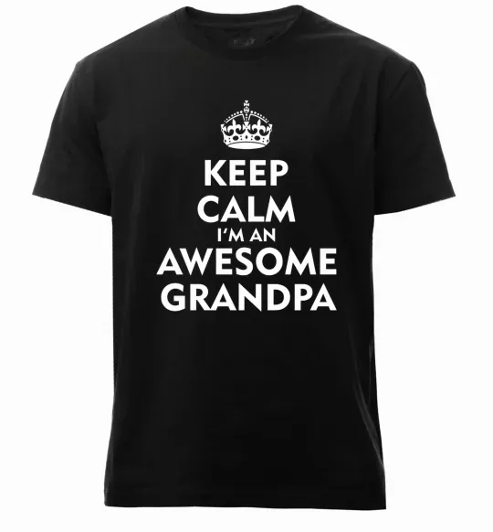 Чоловіча преміум футболка Keep calm i am an awesome grandpa Чорний фото