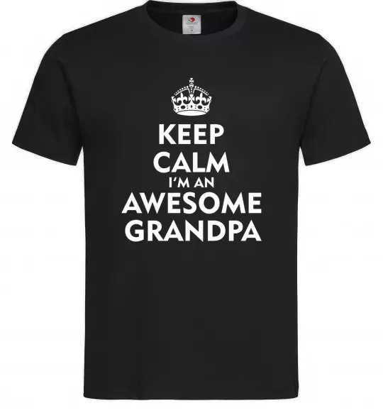 Мужская футболка Keep calm i am an awesome grandpa Черный фото