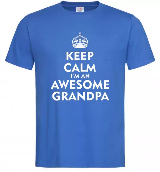 Мужская футболка Keep calm i am an awesome grandpa Ярко-синий фото