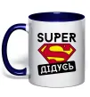 Чашка с цветной ручкой Super дідусь Глубокий темно-синий фото