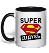 Чашка с цветной ручкой Super дідусь Черный фото