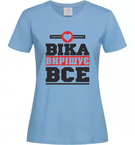 Жіноча футболка Віка вирішує все Блакитний фото