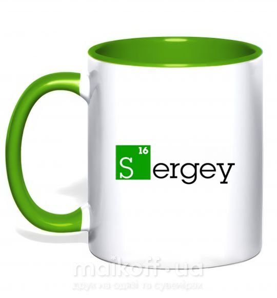 Чашка с цветной ручкой Sergey Зеленый фото